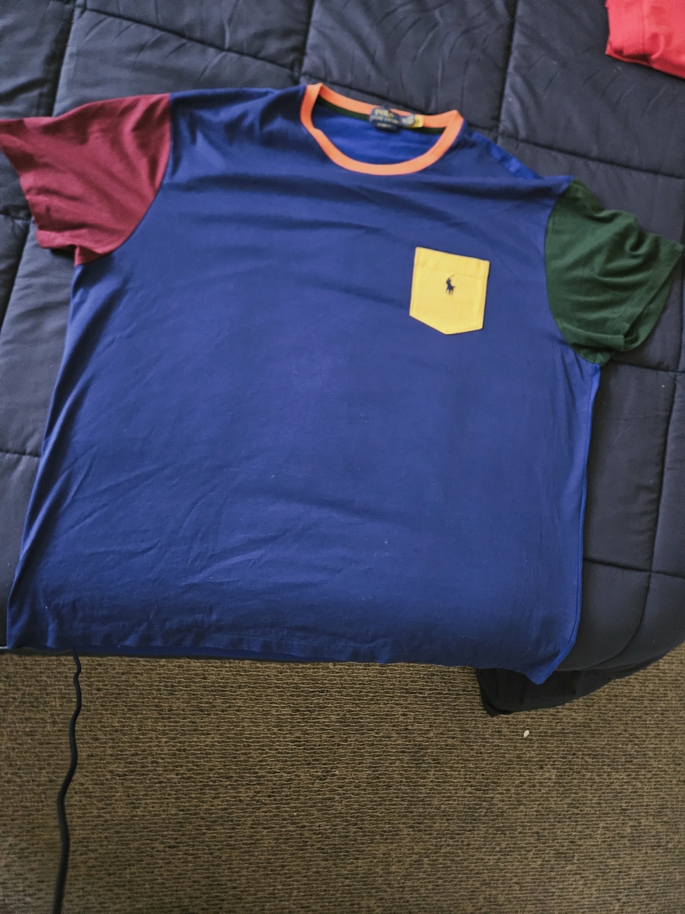 Polo by Ralph Lauren Colorblock Blue with Yellow Pocket. 2XL LIKE NEW/WORN ONCE